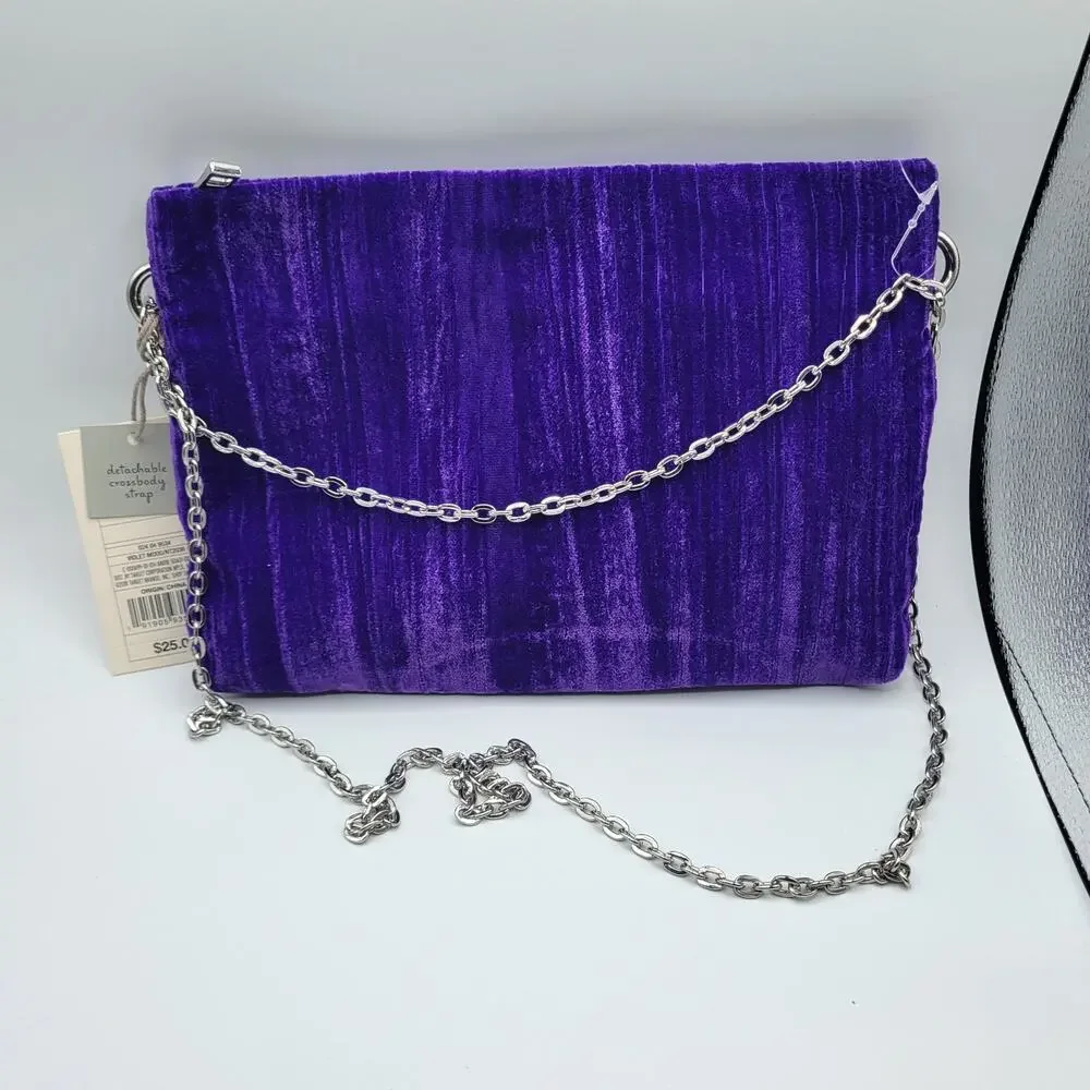 A New Day Women's Party Zip Closure Top Clutch, Purple, NWT